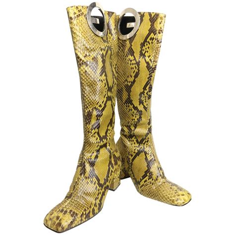 yellow genuine python boots gucci|Gucci high heel boots.